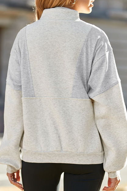 Half Zip Drop Shoulder Long Sleeve Sweatshirt