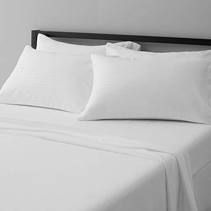 Amazon Basics 4 Piece Deluxe Microfiber Bed Sheets, Queen Size, Bright White, Solid