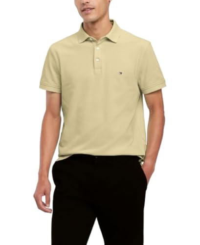 Tommy Hilfiger Men's Short Sleeve Polo Shirts in Slim Fit with Stretch and Organic Pique Cotton