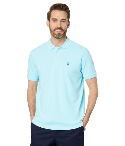 U.S. Polo Assn. Men's Classic Polo Shirt, Two-Button Closure Pique Polo Shirt, Summer Fashion Golf Shirt