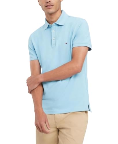 Tommy Hilfiger Men's Short Sleeve Polo Shirts in Slim Fit with Stretch and Organic Pique Cotton