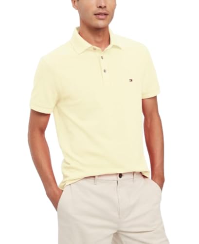 Tommy Hilfiger Men's Short Sleeve Polo Shirts in Slim Fit with Stretch and Organic Pique Cotton