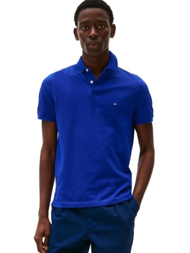 Tommy Hilfiger Men's Short Sleeve Polo Shirts in Slim Fit with Stretch and Organic Pique Cotton