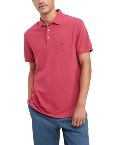 Tommy Hilfiger Men's Short Sleeve Polo Shirts in Slim Fit with Stretch and Organic Pique Cotton