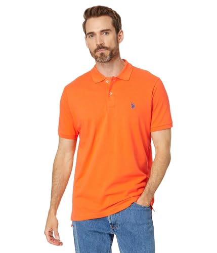 U.S. Polo Assn. Men's Classic Polo Shirt, Two-Button Closure Pique Polo Shirt, Summer Fashion Golf Shirt