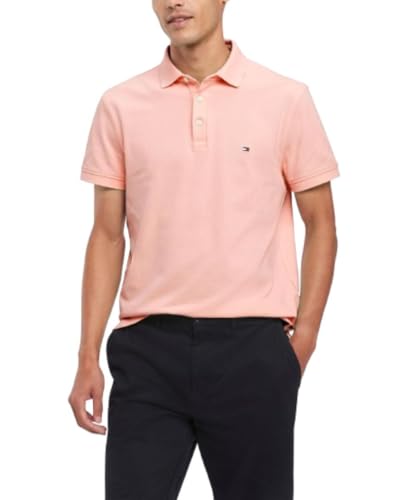 Tommy Hilfiger Men's Short Sleeve Polo Shirts in Slim Fit with Stretch and Organic Pique Cotton