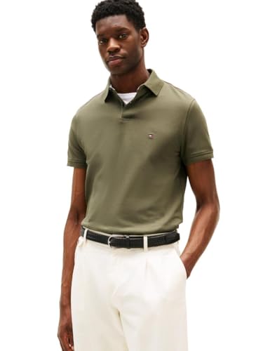 Tommy Hilfiger Men's Short Sleeve Polo Shirts in Slim Fit with Stretch and Organic Pique Cotton