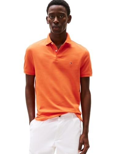 Tommy Hilfiger Men's Short Sleeve Polo Shirts in Slim Fit with Stretch and Organic Pique Cotton