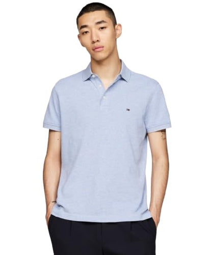 Tommy Hilfiger Men's Short Sleeve Polo Shirts in Slim Fit with Stretch and Organic Pique Cotton