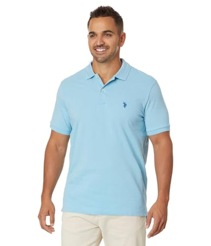 U.S. Polo Assn. Men's Classic Polo Shirt, Two-Button Closure Pique Polo Shirt, Summer Fashion Golf Shirt