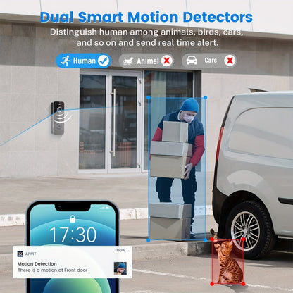 Wireless Smart Doorbell Camera HD Image AI Detection Instant Alerts