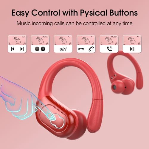 Wireless Earbuds 75hrs Bluetooth 5.4 Headphone Sport, 2025 Bluetooth Earbuds Stereo Deep Bass Over Ear Bud with Earhooks, ENC Noise Cancelling Mic, IPX7 Waterproof Earphone for Workout/Running