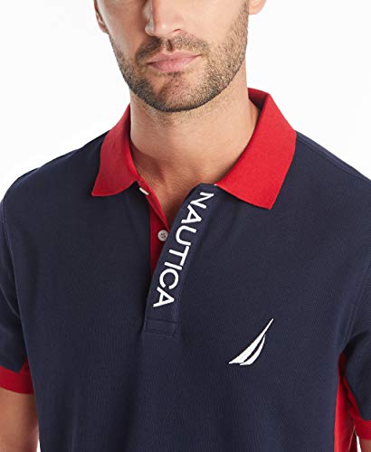 Nautica Men's Short Sleeve Color Block Performance Pique Polo Shirt