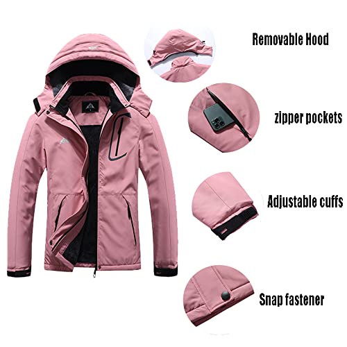 MOERDENG Women's Waterproof Ski Jacket Warm Winter Coat Outdoor Windbreaker Hiking Snowboarding Jacket