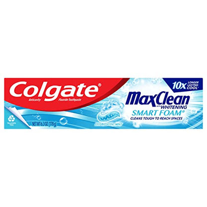 Colgate Max Fresh Whitening Toothpaste with Mini Strips, Clean Mint Toothpaste for Bad Breath, Helps Fight Cavities, Whitens Teeth, and Freshens Breath, 6.3 Ounce (Pack of 4)