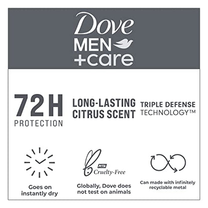 Dove Men + Care Antiperspirant Deodorant, 72hr Sweat & Odor Protection, Vitamin E, Triple Moisturizer, 4 Pack