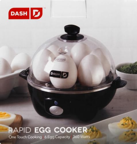 DASH Rapid Egg Cooker: 7 Egg Capacity Electric Egg Cooker for Hard Boiled Eggs, Poached Eggs, Scrambled Eggs, or Omelets with Auto Shut Off Feature - Black