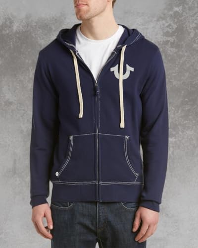 True Religion Men's Buddha Logo Zip Hoodie Sweatshirt