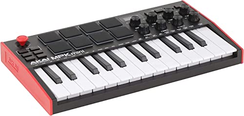 AKAI Professional MPK Mini MK3 - 25 Key USB MIDI Keyboard Controller With 8 Backlit Drum Pads, 8 Knobs and Music Production Software Included, White