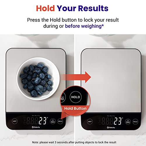 Etekcity Food Kitchen Scale, Digital Grams and Ounces for Weight Loss, Baking, Cooking, Keto and Meal Prep, LCD Display, Medium, 304 Stainless Steel