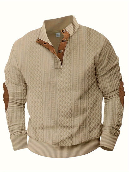 Color Block Men's Knitted Shirt Stylish Spring Fall Wardrobe Essential