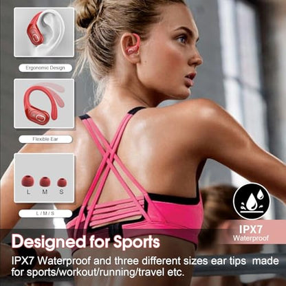 Wireless Earbuds 75hrs Bluetooth 5.4 Headphone Sport, 2025 Bluetooth Earbuds Stereo Deep Bass Over Ear Bud with Earhooks, ENC Noise Cancelling Mic, IPX7 Waterproof Earphone for Workout/Running