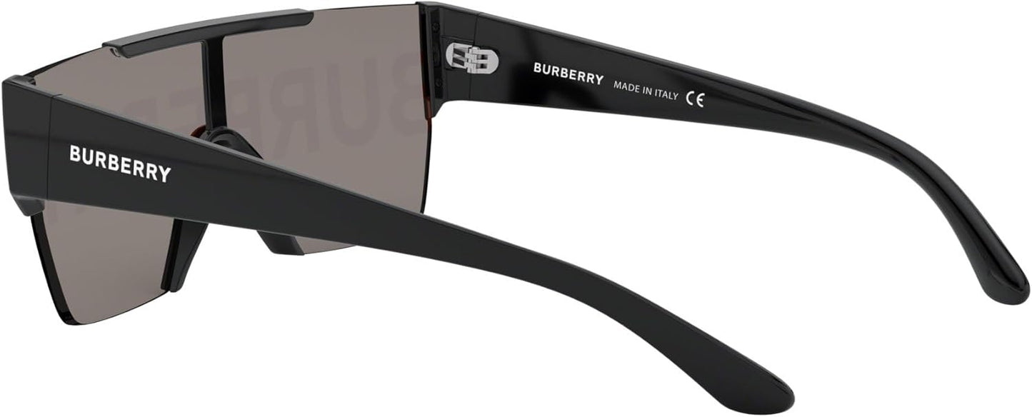 Burberry BE 4291 3001/G Black Plastic Rectangle Sunglasses Gold Mirror Lens