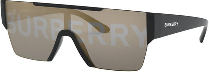 Burberry BE 4291 3001/G Black Plastic Rectangle Sunglasses Gold Mirror Lens