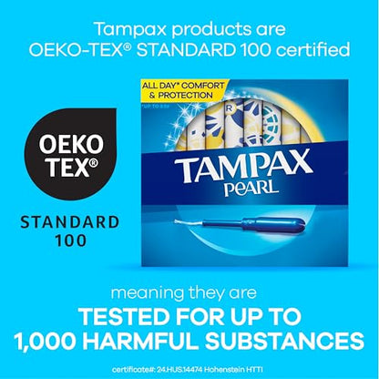 Tampax Pearl Tampons Regular Absorbency, With Leakguard Braid, Unscented, 50 Count