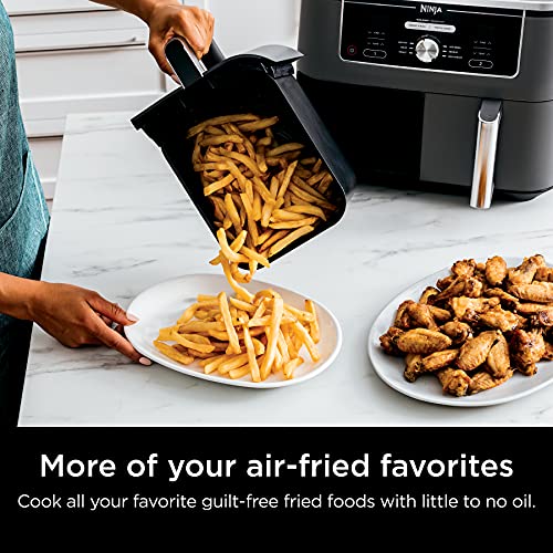 Ninja DZ201 Foodi 8 Quart 6-in-1 DualZone 2-Basket Air Fryer with 2 Independent Frying Baskets, Match Cook & Smart Finish to Roast, Broil, Dehydrate & More for Quick, Easy Meals, Grey