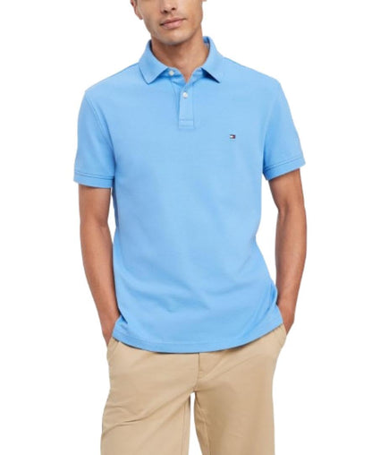 Tommy Hilfiger Men's Short Sleeve Polo Shirts in Slim Fit with Stretch and Organic Pique Cotton