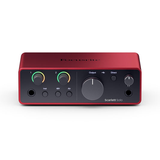 Focusrite Scarlett Solo Studio 4th Gen USB Audio Interface Bundle for the Songwriter, Guitarist or Vocalist with Condenser Microphone and Headphones for Recording, Songwriting, and Podcasting