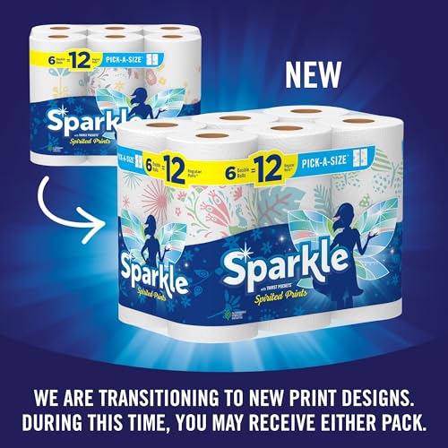 Sparkle Pick-A-Size Paper Towels, 6 Double Rolls = 12 Regular Rolls, Everyday Value Paper Towel With Full And Half Sheets