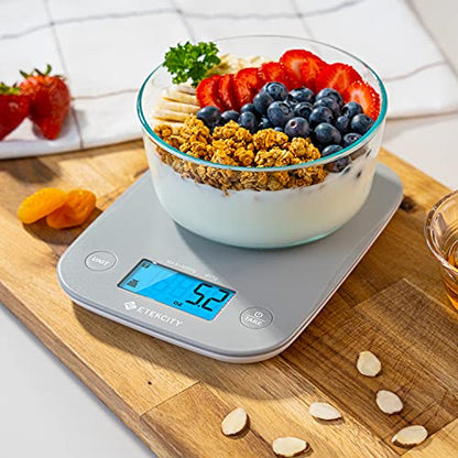 Etekcity Food Kitchen Scale, Digital Grams and Ounces for Weight Loss, Baking, Cooking, Keto and Meal Prep, LCD Display, Medium, 304 Stainless Steel