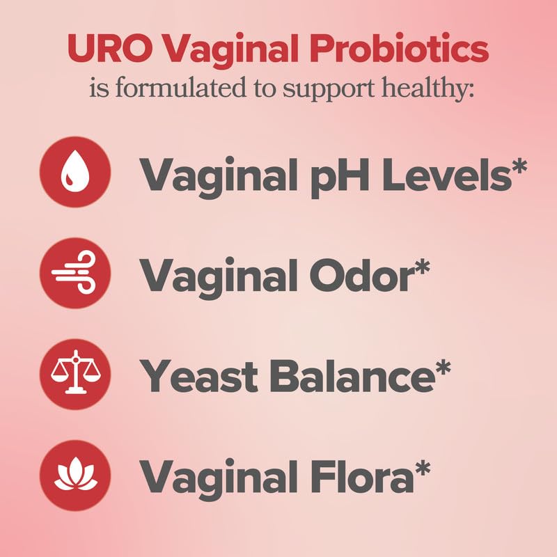 URO Vaginal Probiotics for Women pH Balance with Prebiotics & Lactobacillus Probiotic Blend - Women's Vaginal Health Supplement - Promote Healthy Vaginal Odor & Vaginal Flora, 60 Count (Pack of 1)