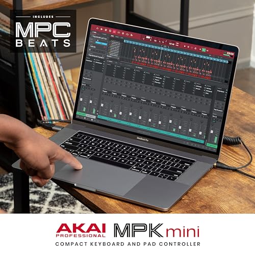 AKAI Professional MPK Mini MK3 - 25 Key USB MIDI Keyboard Controller With 8 Backlit Drum Pads, 8 Knobs and Music Production Software Included, White