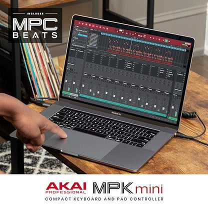 AKAI Professional MPK Mini MK3 - 25 Key USB MIDI Keyboard Controller With 8 Backlit Drum Pads, 8 Knobs and Music Production Software Included, White