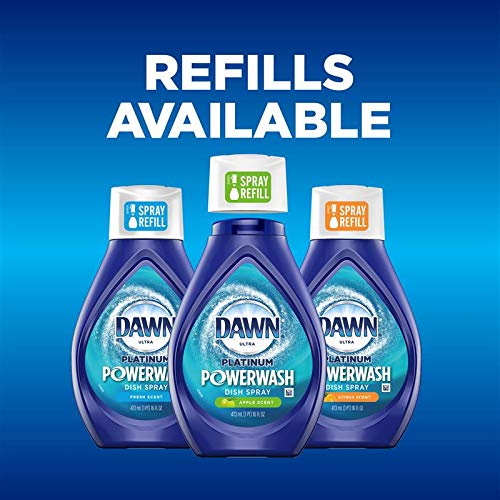 Dawn Platinum Powerwash Dish Spray, Dish Soap Liquid, Fresh Scent Bundle, 1 Spray (16oz) + 3 Refills (16oz each)(Pack of 4)