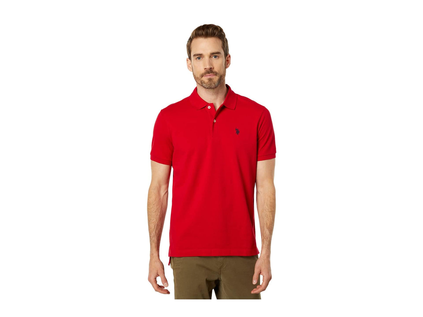 U.S. Polo Assn. Men's Classic Polo Shirt, Two-Button Closure Pique Polo Shirt, Summer Fashion Golf Shirt