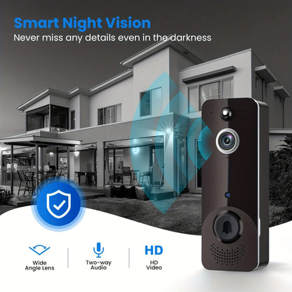 Wireless Smart Doorbell Camera HD Image AI Detection Instant Alerts