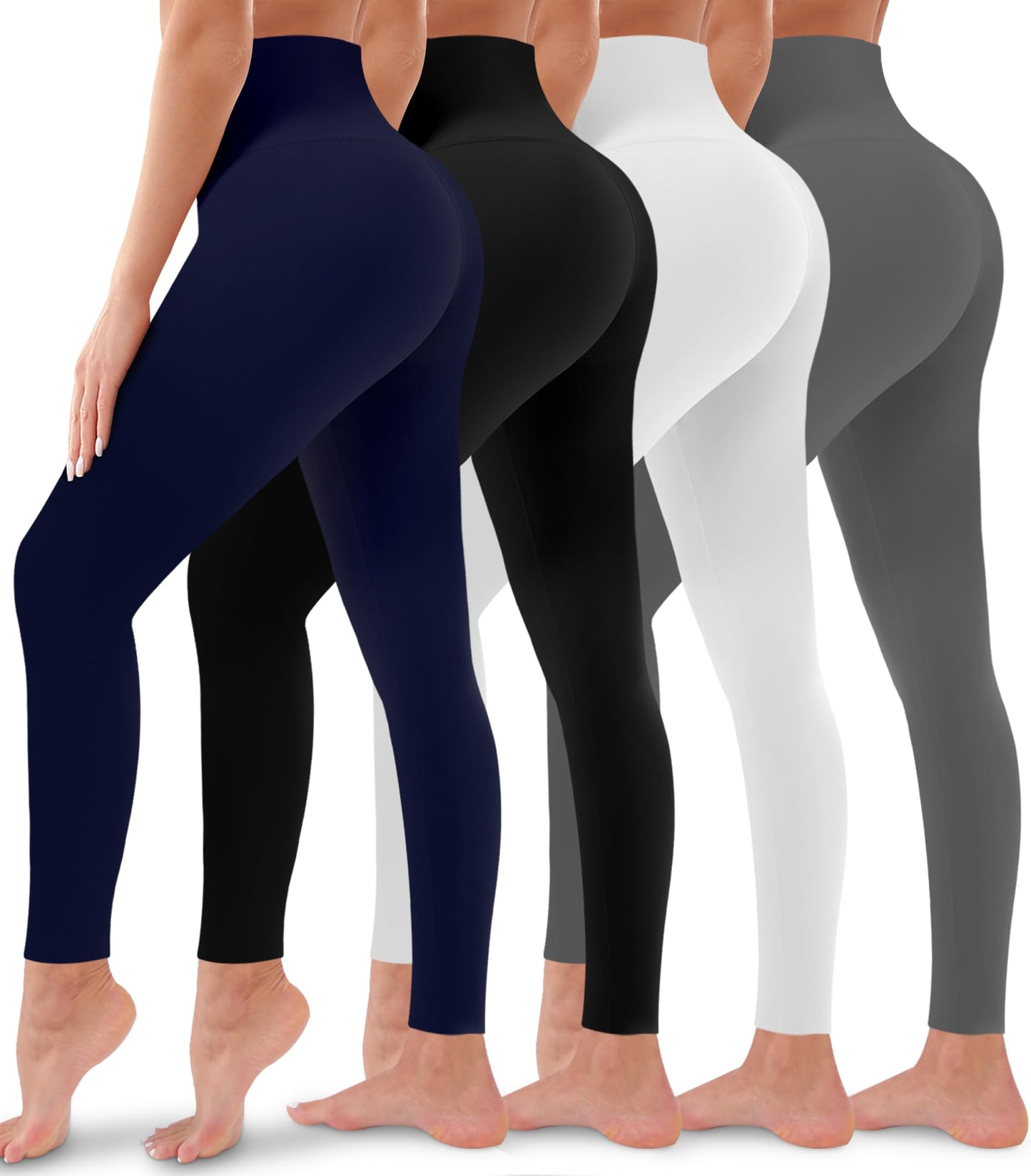 4 Pack Leggings for Women Butt Lift High Waisted Tummy Control No See-Through Yoga Pants Workout Running Leggings