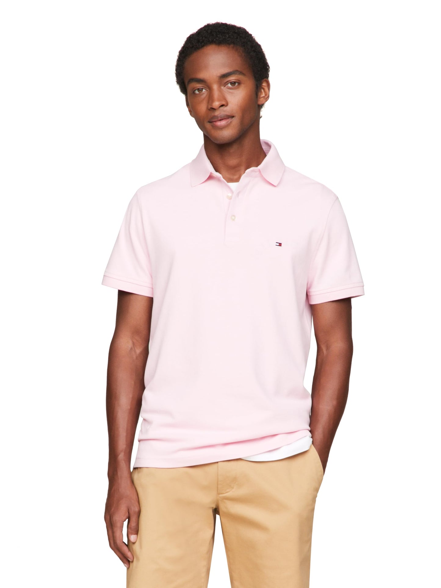 Tommy Hilfiger Men's Short Sleeve Polo Shirts in Slim Fit with Stretch and Organic Pique Cotton