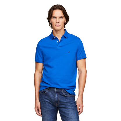 Tommy Hilfiger Men's Short Sleeve Polo Shirts in Slim Fit with Stretch and Organic Pique Cotton