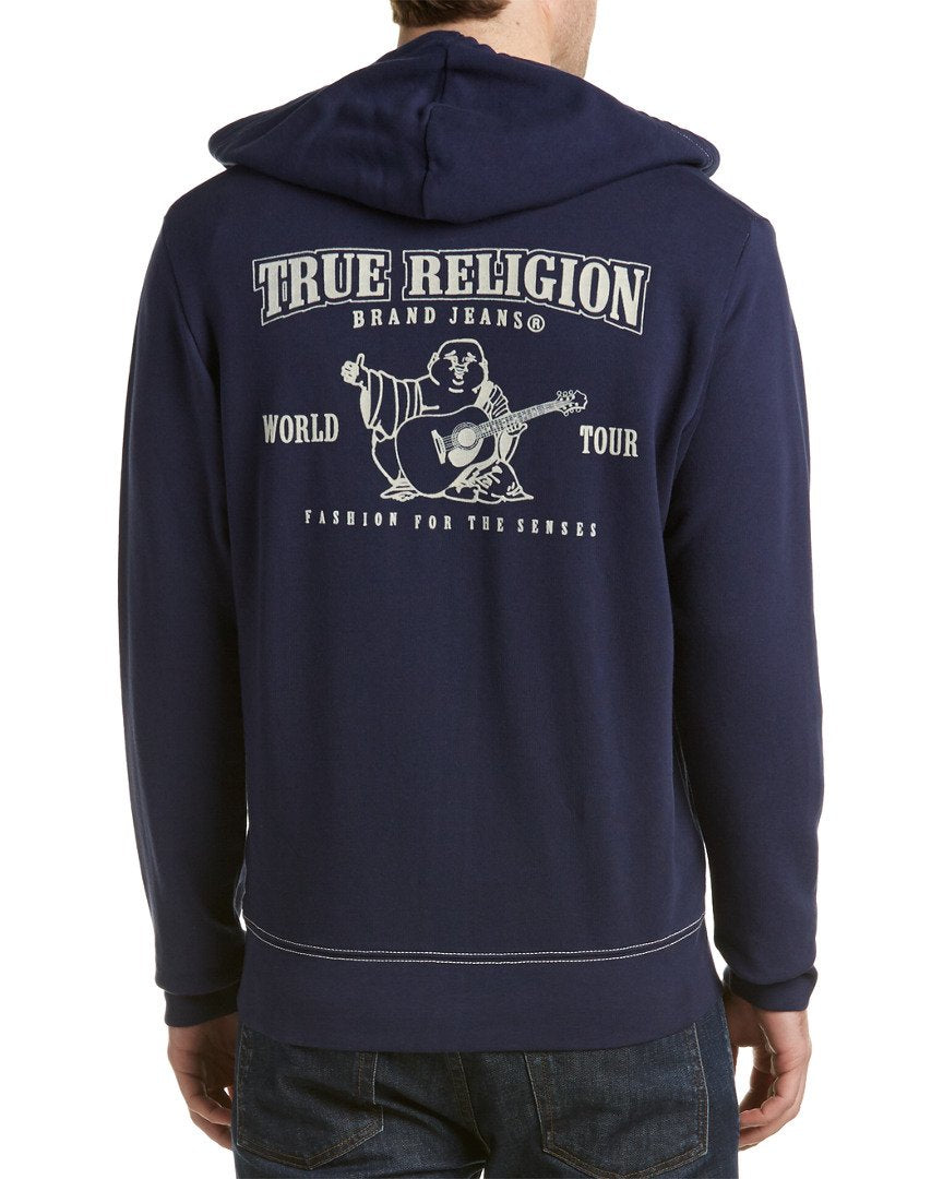 True Religion Men's Buddha Logo Zip Hoodie Sweatshirt