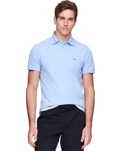 Tommy Hilfiger Men's Short Sleeve Polo Shirts in Slim Fit with Stretch and Organic Pique Cotton