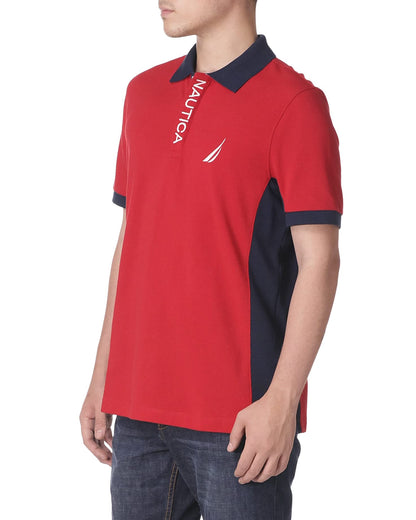 Nautica Men's Short Sleeve Color Block Performance Pique Polo Shirt