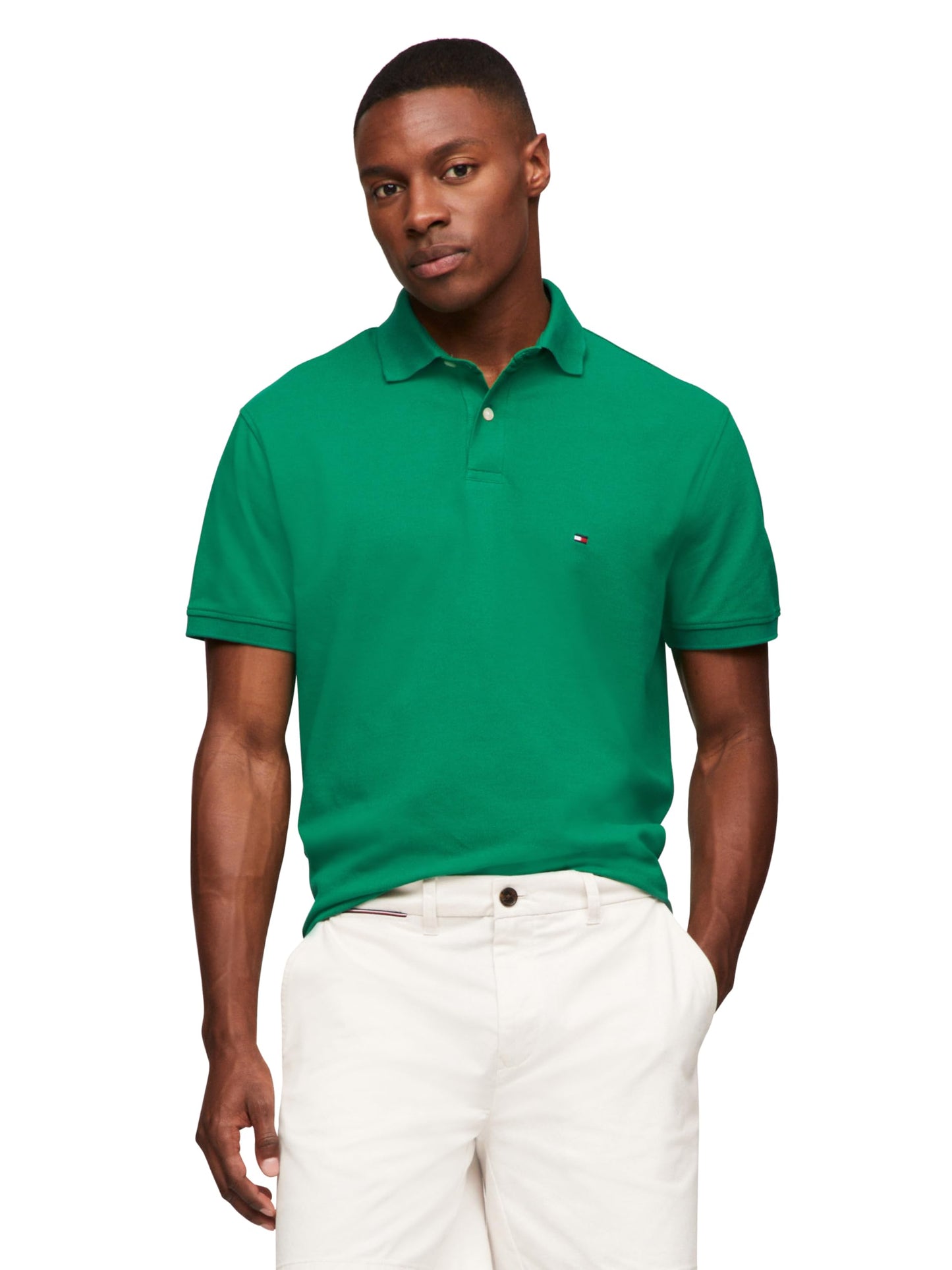 Tommy Hilfiger Men's Short Sleeve Polo Shirts in Slim Fit with Stretch and Organic Pique Cotton