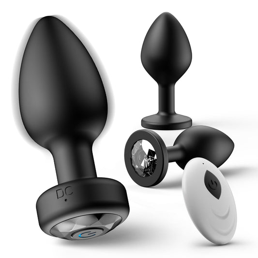 Anal Plug Sex Toys Vibrator- 3PCS Silicone Anal Toys Butt Plug Training Kit with Remote Control 10 Frequency Vibration, Vibrating Anal Plug and Prostate Massager, Adult Sex Toys and Games Black