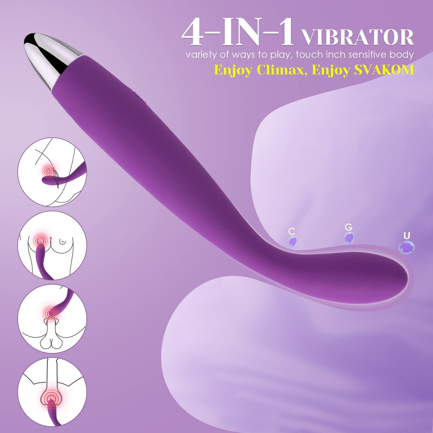 SVAKOM COCO G Spot Vibrator - 8 Seconds to Climax Finger Shaped Waterproof Vibes for Women - 5*5 Vibrations Clit Nipple Personal Massagers - Adult Female Sex Toys