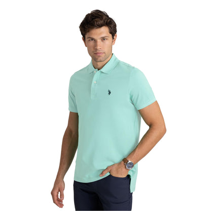 U.S. Polo Assn. Men's Classic Polo Shirt, Two-Button Closure Pique Polo Shirt, Summer Fashion Golf Shirt